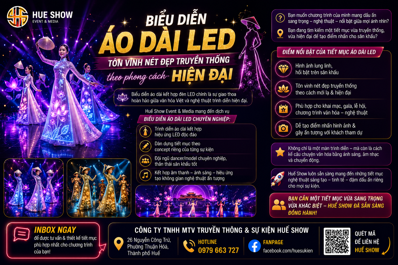 Biểu diễn Áo dài LED chuyên nghiệp – Tôn vinh văn hóa Việt bằng ánh sáng | Huế Show