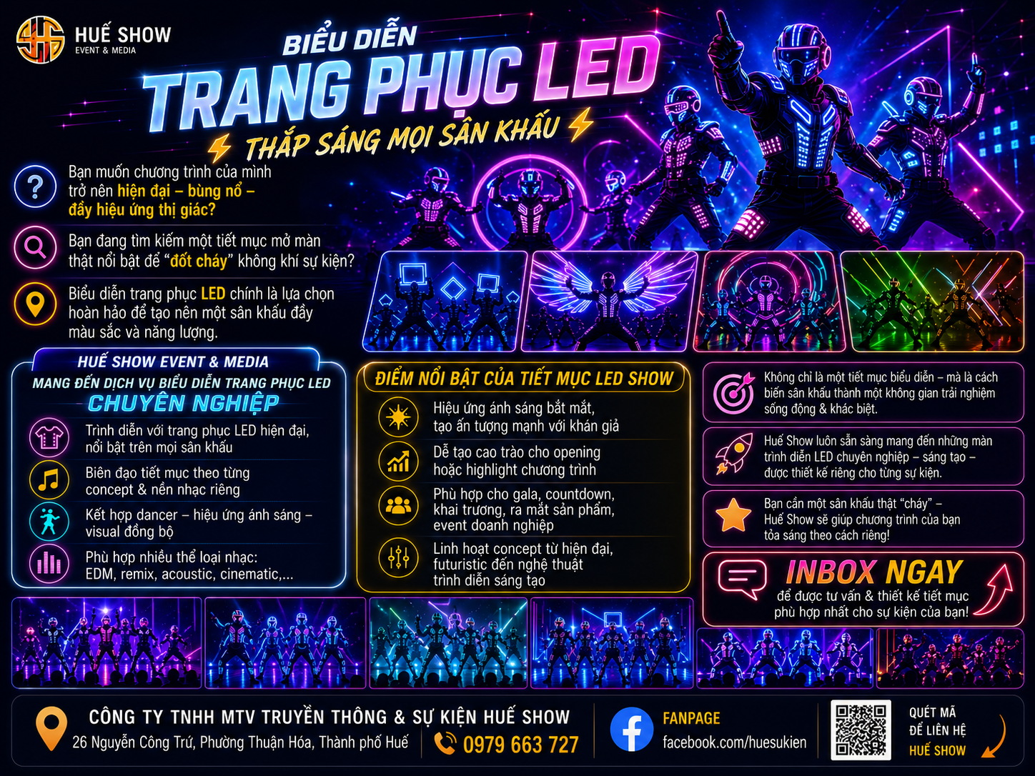 Biểu diễn trang phục LED – Thắp sáng sân khấu với ánh sáng thời trang | Huế Show