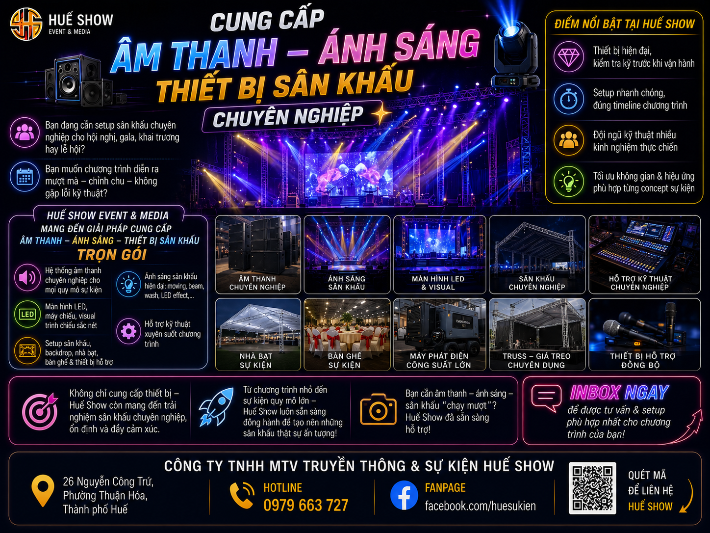 Cho thuê âm thanh, ánh sáng, thiết bị sân khấu chuyên nghiệp | Huế Show