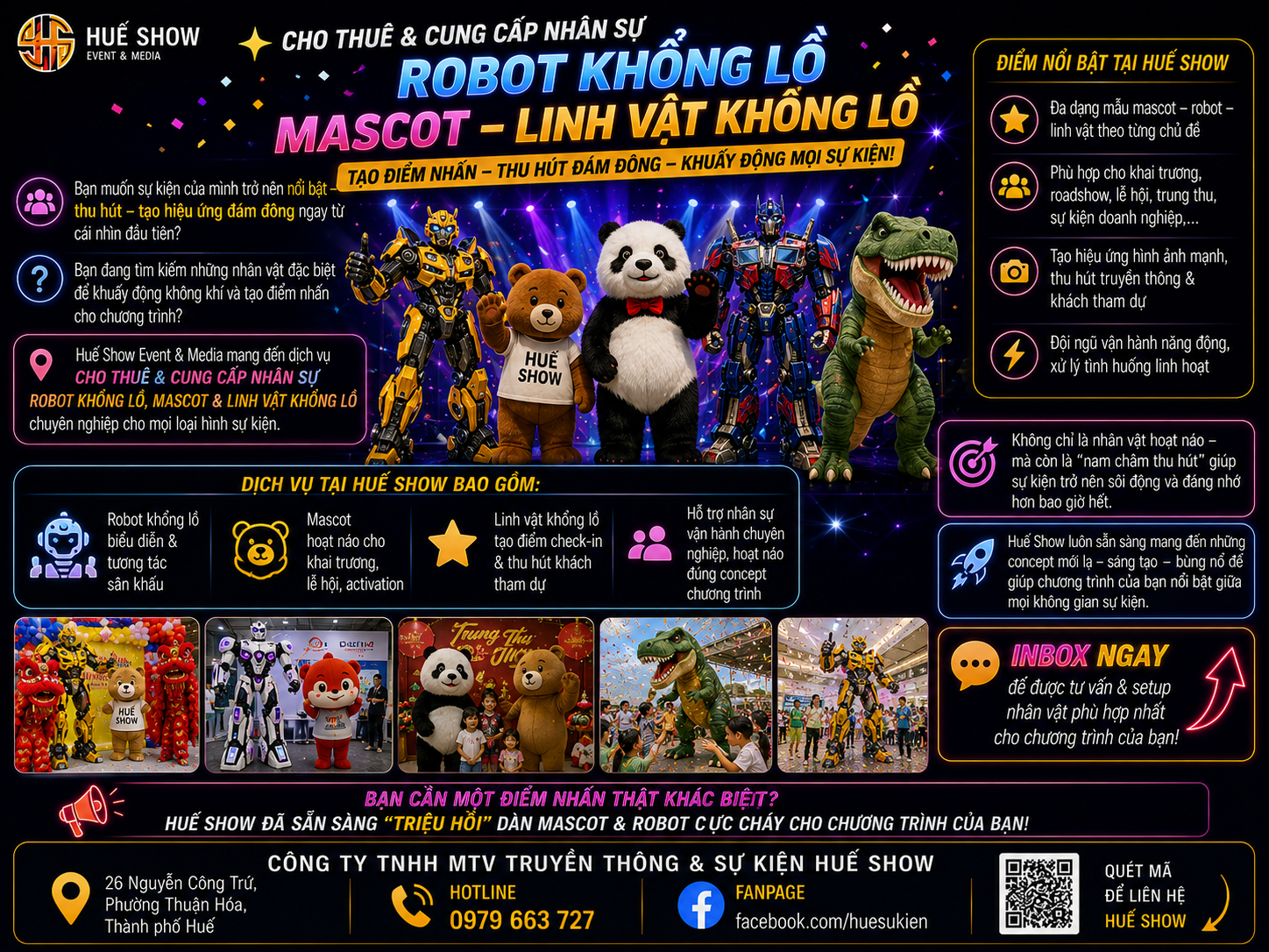 Cho thuê Robot khổng lồ, Mascot, Linh vật khổng lồ – Hoạt náo sự kiện | Huế Show