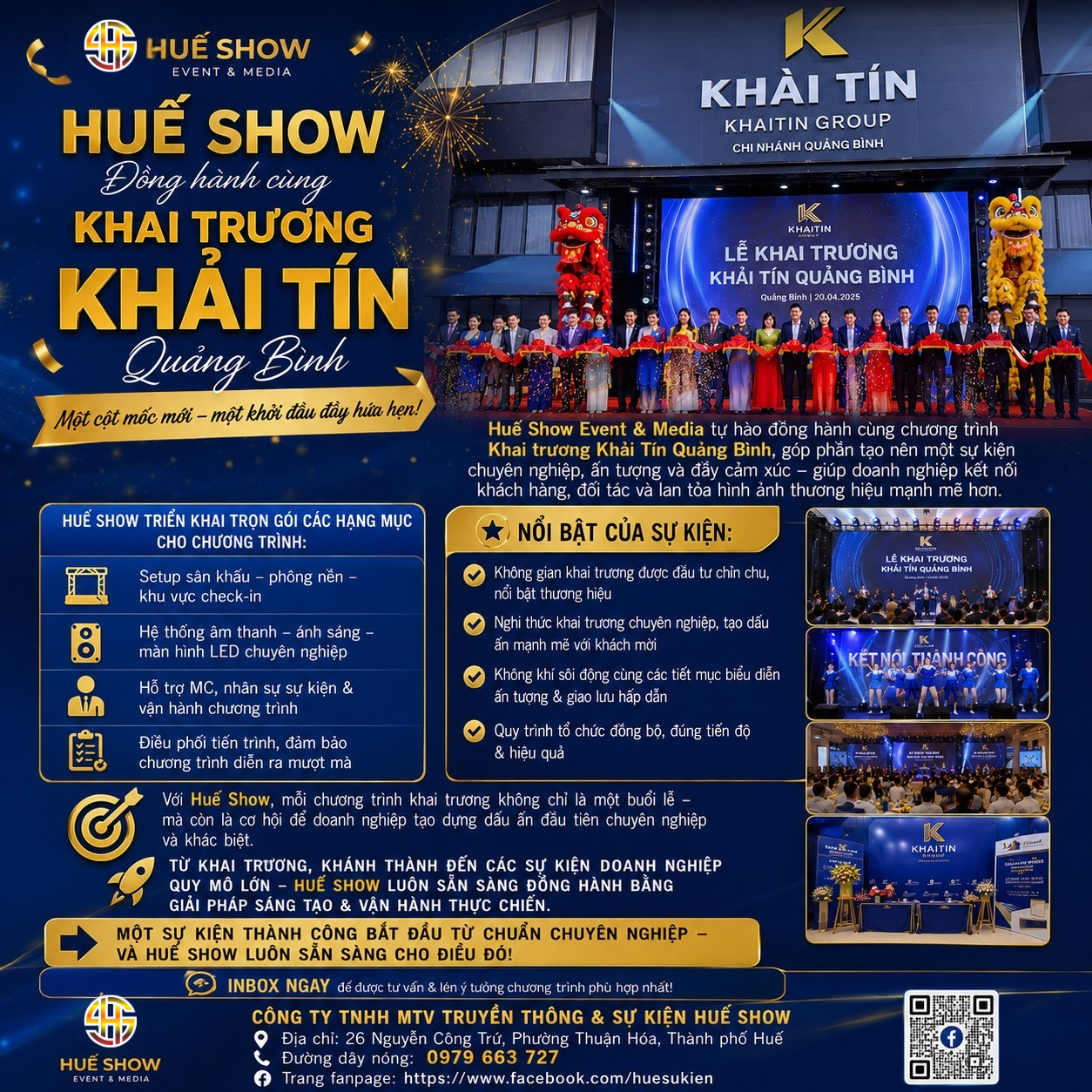 Dịch vụ tổ chức khai trương chuyên nghiệp – Khải Tín Quảng Bình cùng Huế Show