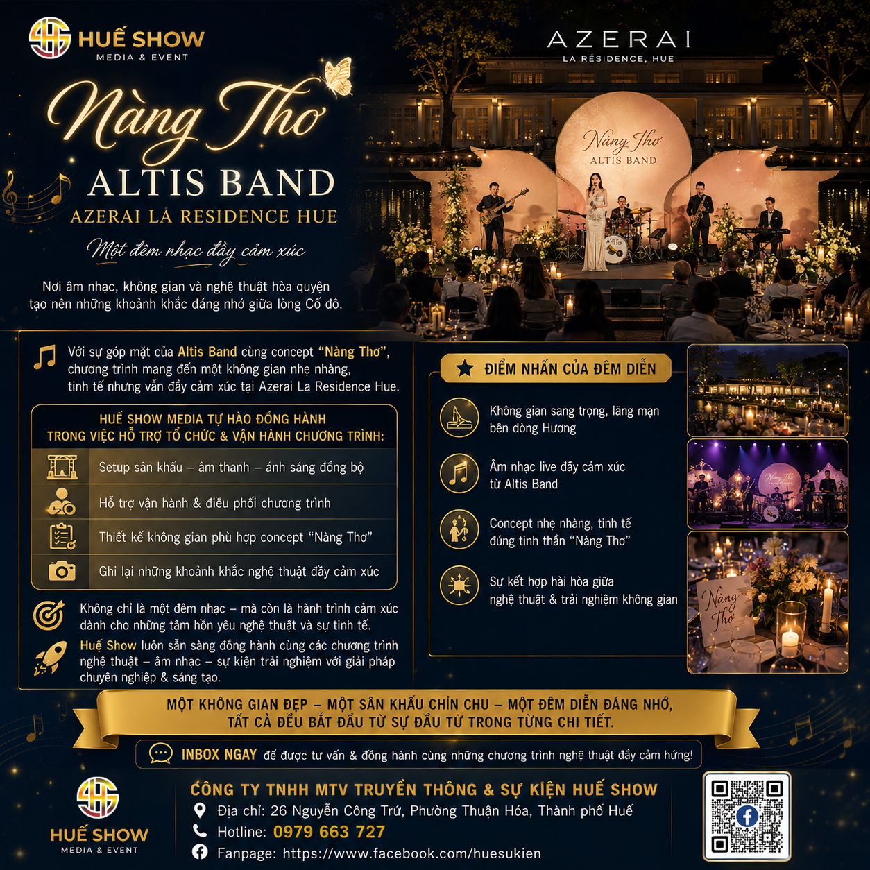 Đêm nhạc Nàng Thơ cùng Altis Band – Tổ chức sự kiện nghệ thuật tại Azerai Huế | Huế Show