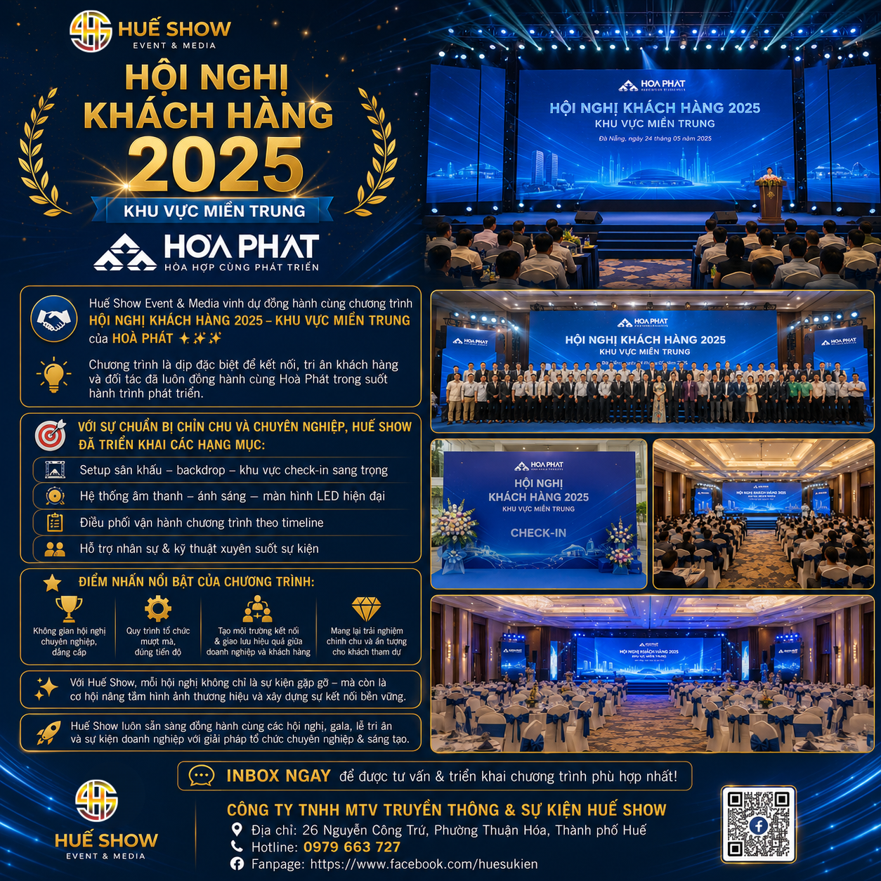 Tổ chức hội nghị khách hàng chuyên nghiệp – Hoà Phát cùng Huế Show