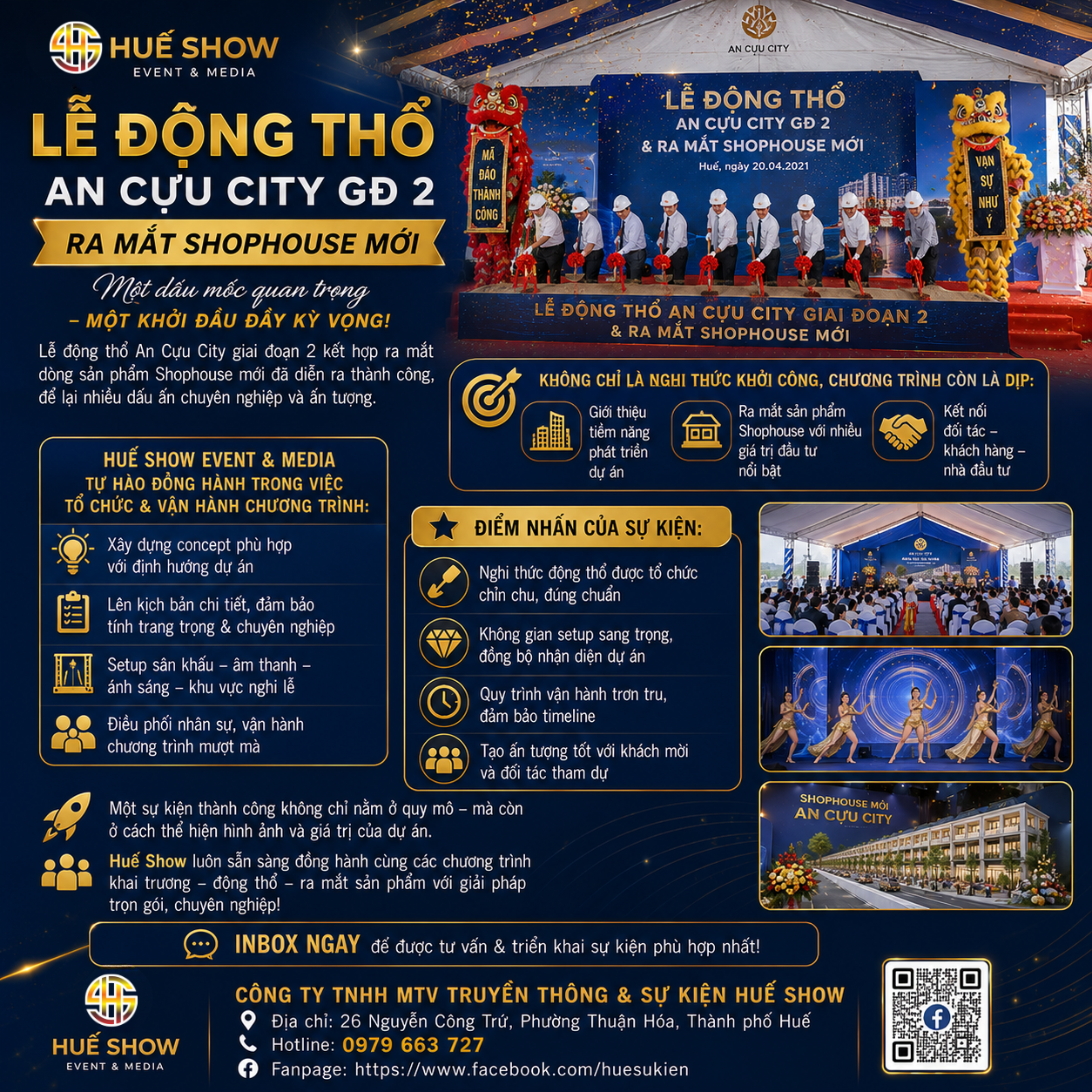 Tổ chức lễ động thổ và ra mắt Shophouse – Dịch vụ sự kiện bất động sản chuyên nghiệp | Huế Show